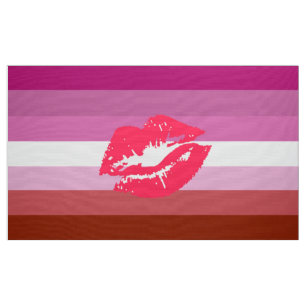 Tela Bandera del Orgullo Lesbiano y labios pintados de 