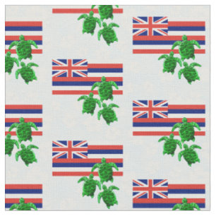 Tela Bandera hawaiana y tortugas verdes florales