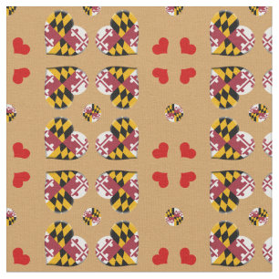 Tela Bandera Maryland & Maryland Hearts moda Fabric/USA