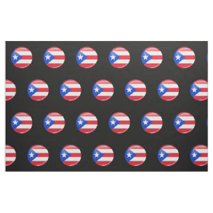 Tela Bandera puertorriqueña redonda brillante