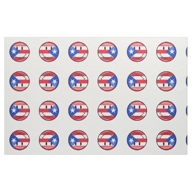 Tela Bandera puertorriqueña sonriente ("Cuarto gordo" (fat quarter))