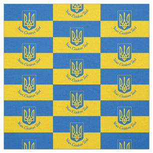 Tela Bandera ucraniana con escudo de armas y texto pers