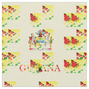 Tela Bandera y escudo de armas de Guyana de la yarda