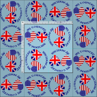 Tela Banderas del corazón de Estados Unidos y Reino Uni