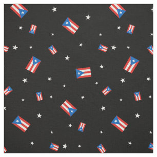 Tela Banderas y estrellas puertorriqueñas negras
