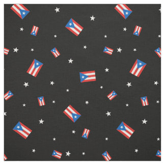Tela Banderas y estrellas puertorriqueñas negras