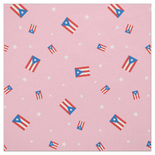 Tela Banderas y estrellas puertorriqueñas rosas