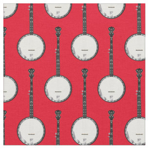 Tela Banjos Músicos Musicales Decoración Rojo