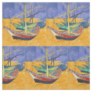Tela Barcos de Van Gogh Impresionismo Playa
