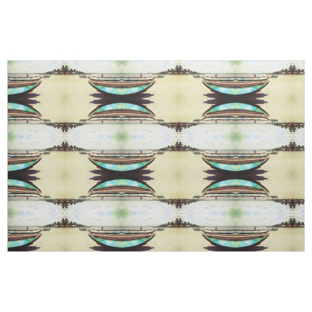 Tela Barcos en el patrón de playa tropical ("Cuarto gordo" (fat quarter))