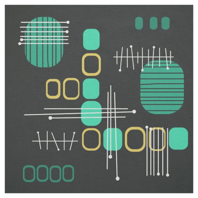 Tela Barkcloset de Abstracto Atómico Turquesa Negro (Retal)