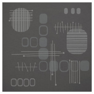 Tela Barkcloth de resumen atómico negro