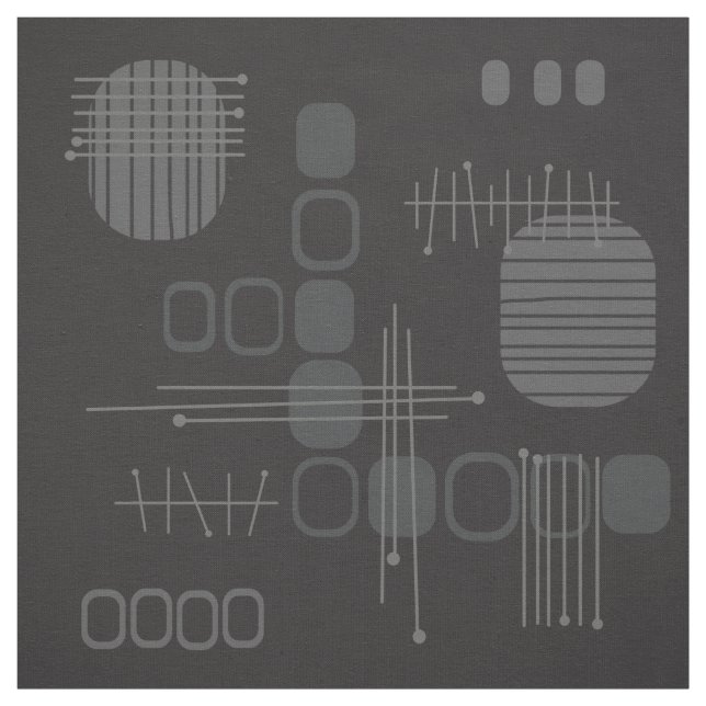 Tela Barkcloth de resumen atómico negro (Retal)