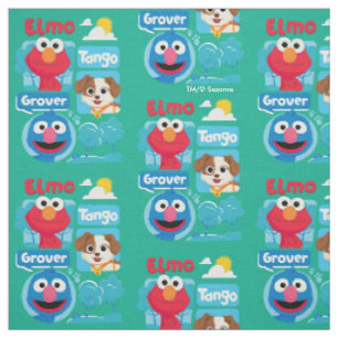 Tela Barrio Sésamo   Gráfico Elmo, Tango y Grover Par