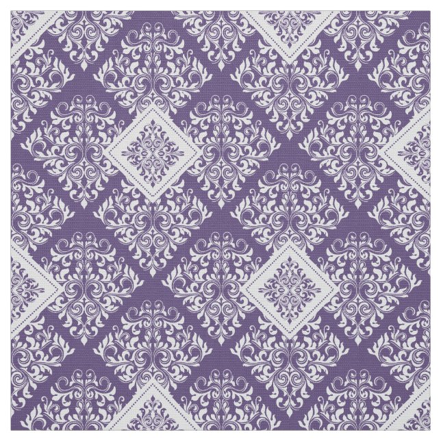 tela barroca barroca morada blanca Damask (Retal)