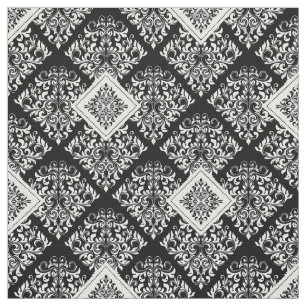tela barroca negra ornamental de Damasco blanco