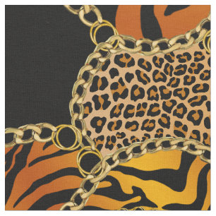 Tela Barroco Moderno Estampado Animal Con Cadenas Sobre