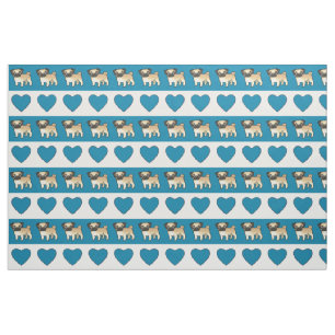 Tela Barros amasados y corazones - azul