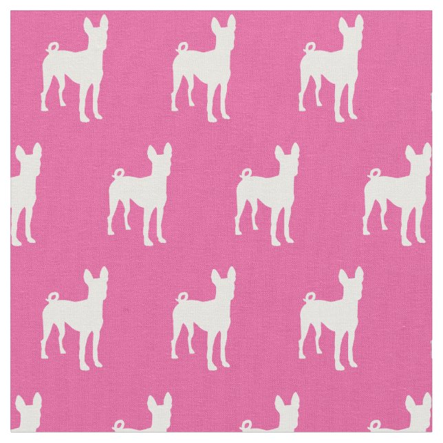 Tela Basenji Dog Silhouette Mascota Pink (De cerca)