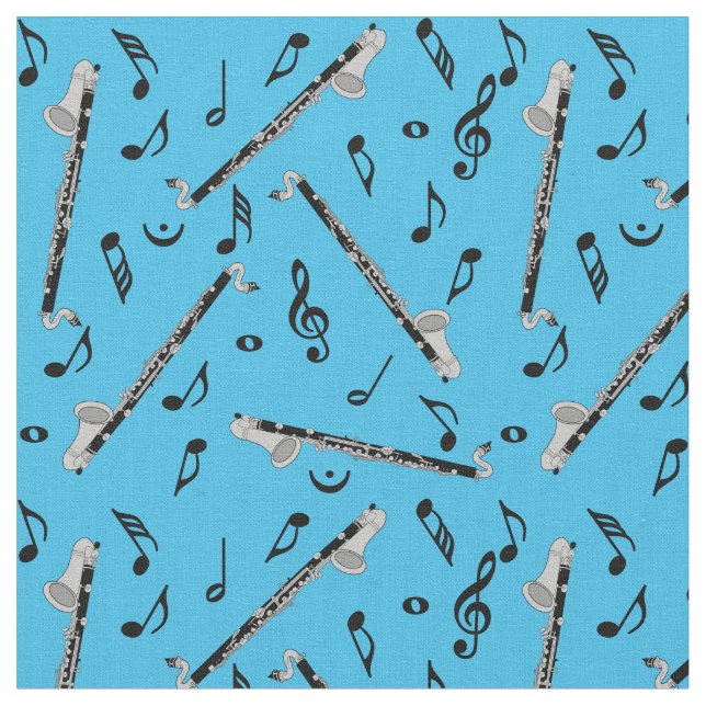 Tela Bass Clarinet Black Music Notes (De cerca)