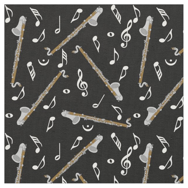 Tela Bass Clarinet Black Music Notes (De cerca)