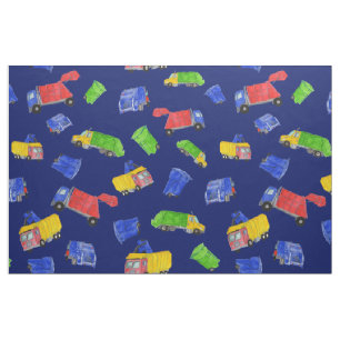 Tela Basura Bash Camiones de Basura Azules Estampados