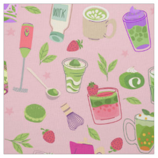 Tela batido de té matcha rosa y fresa
