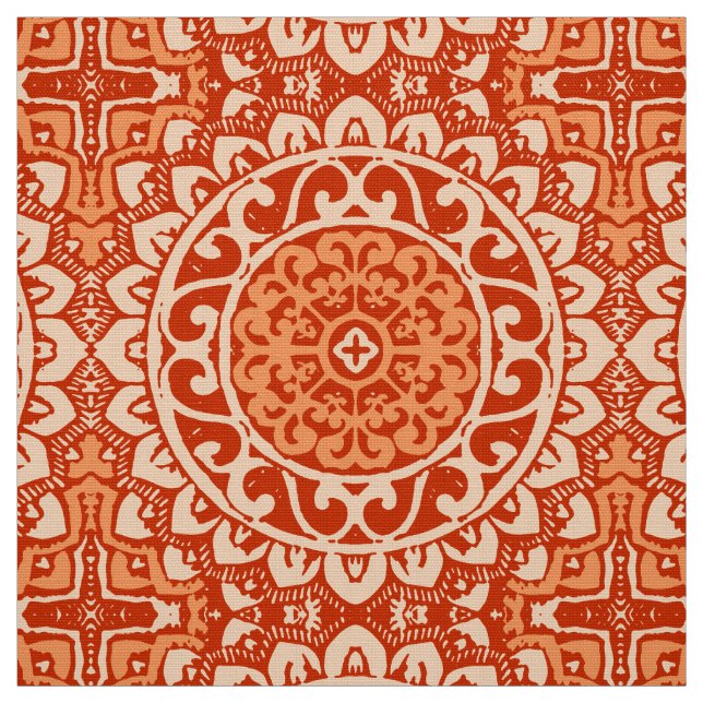 Tela Batik al sudoeste de la mandala de Sun, naranja (Retal)