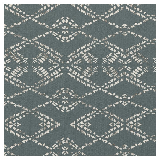 Tela Batik boho negro ikat geométrico monocromo (De cerca)