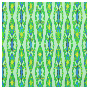 Tela Batik tribal - Moneda, verde esmeralda y azul