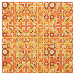 Tela Batik tribal - tonos ámbar y marrón