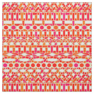 Tela Batik tribal - tonos naranja y rosa
