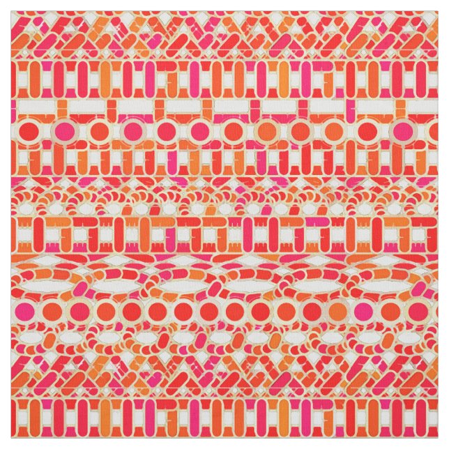 Tela Batik tribal - tonos naranja y rosa (Retal)
