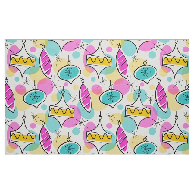Tela Baubles de árbol retro Patrón multigrande ("Cuarto gordo" (fat quarter))