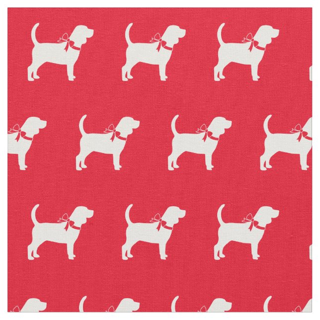 Tela Beagle Dog Silhouette Mascota Red (De cerca)