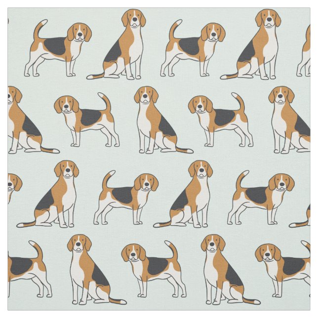 Tela Beagles en Aqua Fabric (Retal)