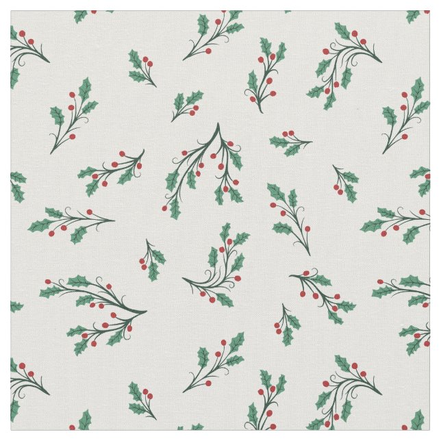 Tela Beautiful Holly Seamless Christmas Pattern (De cerca)