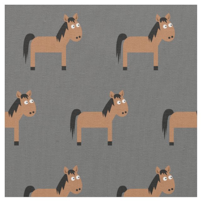 Tela Bebé caballo lindo guardería gris (De cerca)