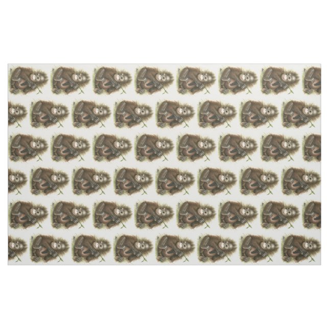 Tela Bebé del orangután con las hojas (Yarda)