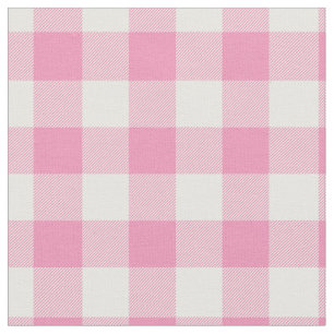Tela Bebe rosa y cuadros de gingham blancos