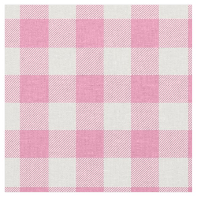 Tela Bebe rosa y cuadros de gingham blancos (De cerca)