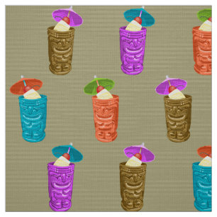 Tela Bebés tropicales de tiki mugs retro hawaiano