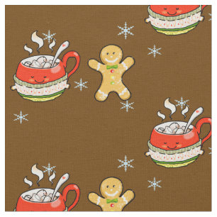 Tela bebida caliente de cacao + hombre de pan de jengib