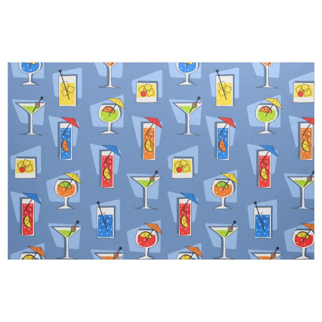 Tela Bebidas tropicales retro de la Hora Feliz ("Cuarto gordo" (fat quarter))