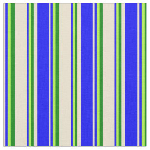 Tela Beige, azul, verde claro y líneas verdes