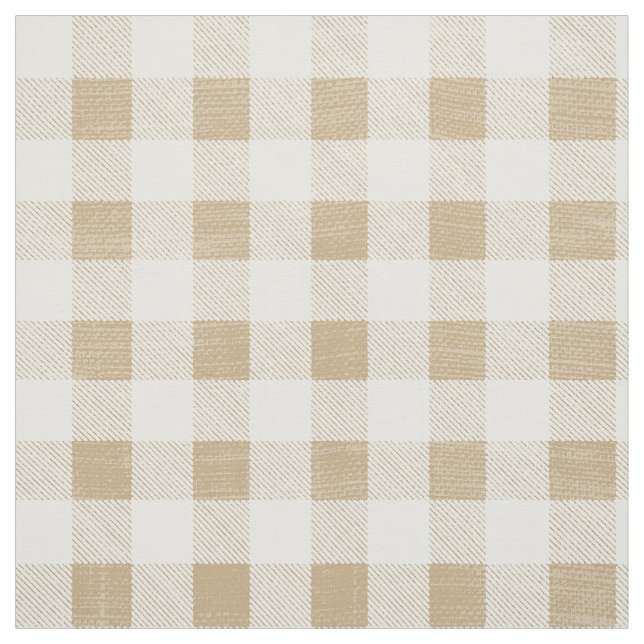 Tela Beige Brown Gingham Buffalo Rústico Neutral (Retal)