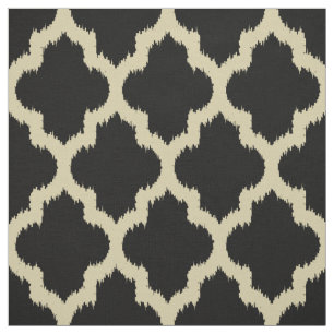 Tela Beige Quatrefoil Ikat y fondo negro Personalizado