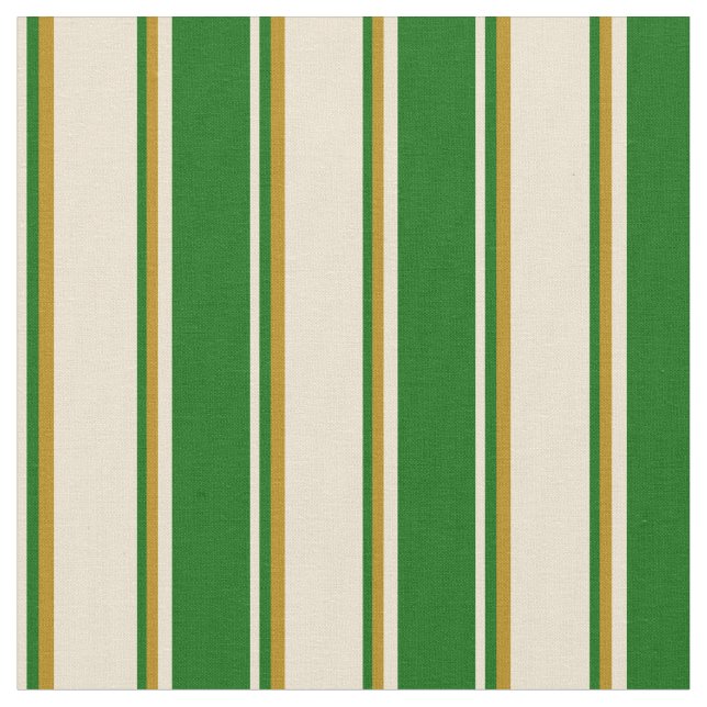 Tela Beige, verde oscuro y dorado oscuro (De cerca)