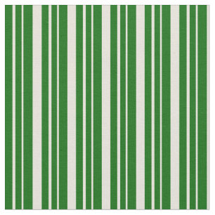 Tela Beige y patrón verde oscuro en lino/rayas