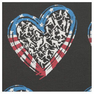 Tela Béisbol Softbol - Corazón de la bandera estadounid